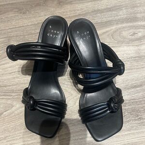 a new day Black Knotted Multi-Strap Slide Mules